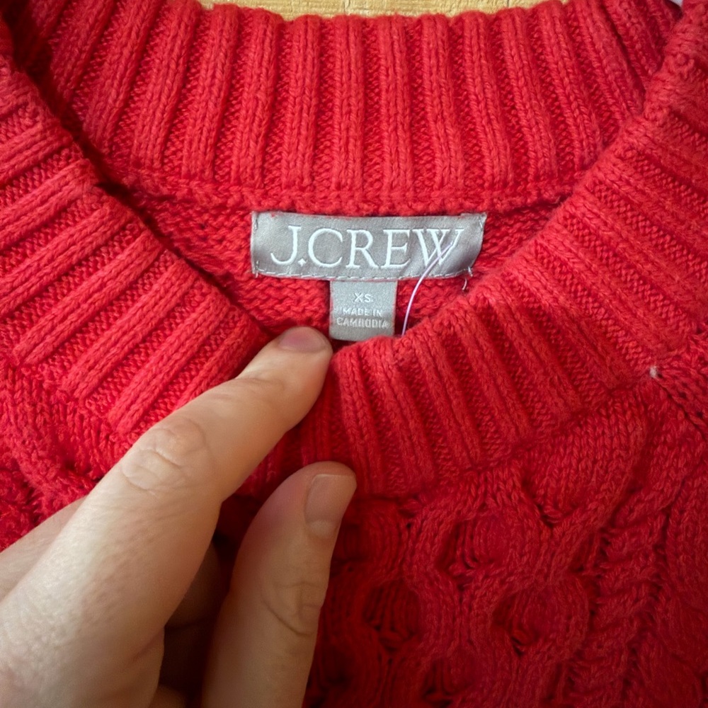 J. Crew Classic Red Cable Knit Sweater - Picture 3 of 5